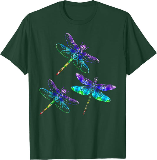 Wrinkled Hippie Dragonfly Gift Spirit Animal Chakra Color Dragonflies T-Shirt - T-Shirt | Forest