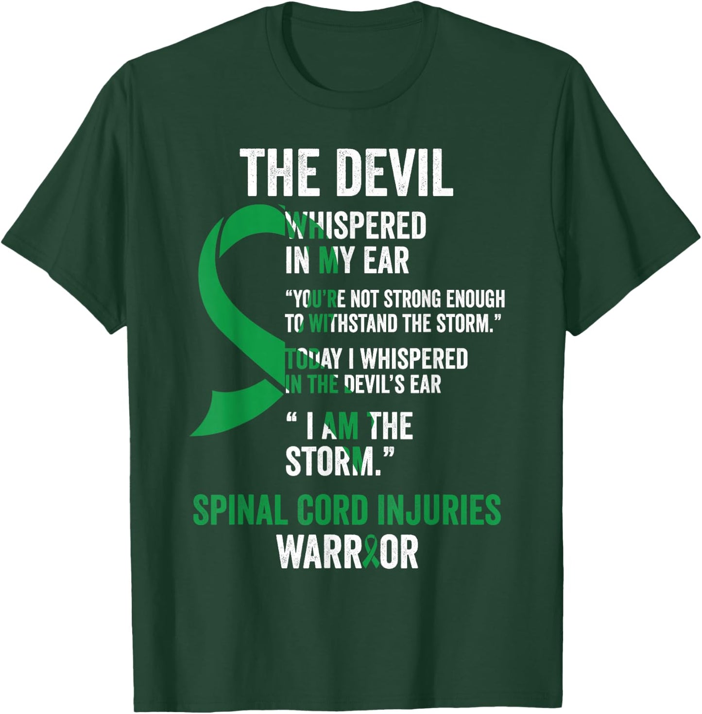 The Devil- Spinal Cord Injuries Awareness Support Ribbon T-Shirt - T-Shirt | Forest