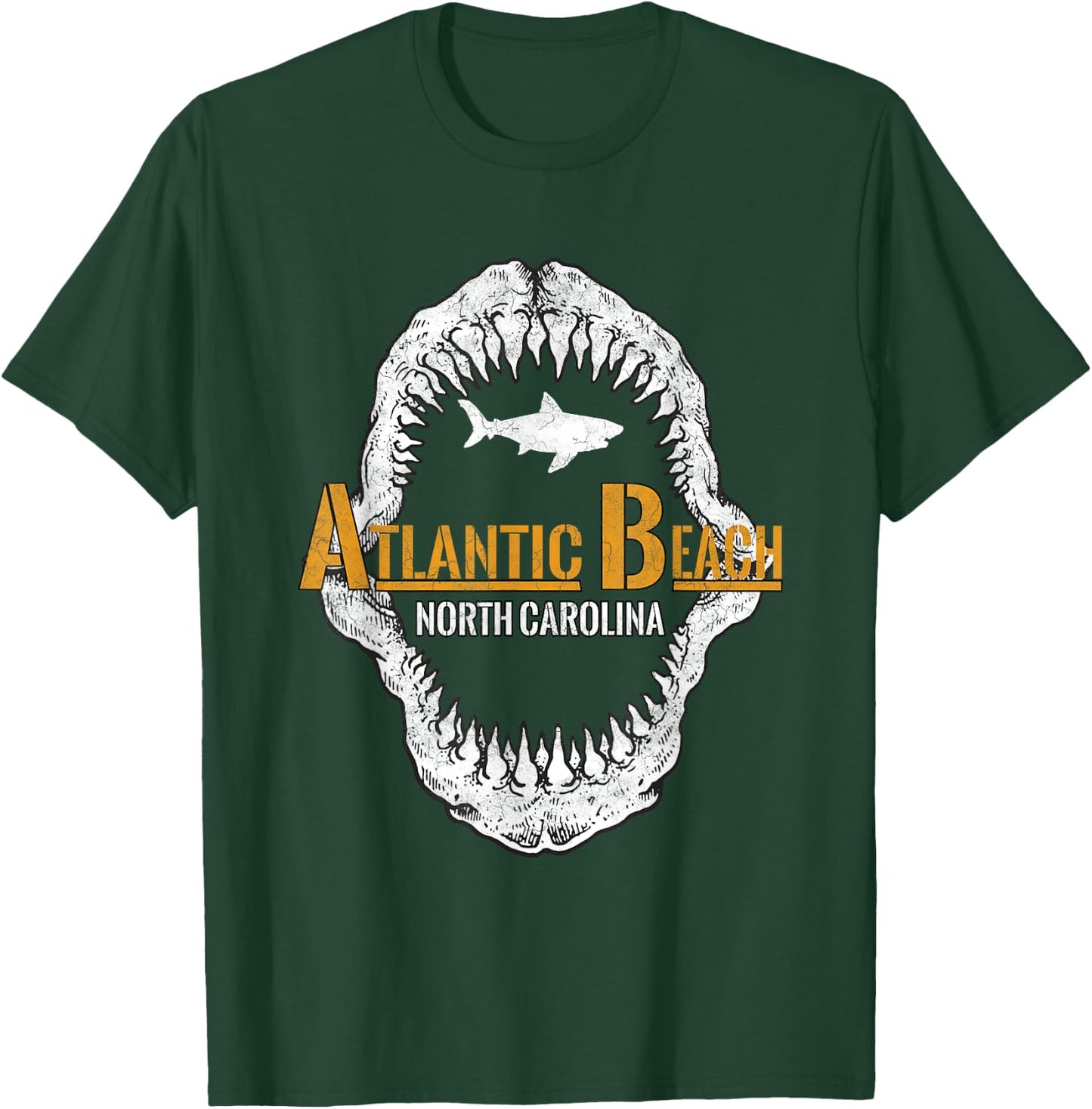 North Carolina Vintage Shark Teeth Retro Atlantic Beach NC T-Shirt - T-Shirt | Forest