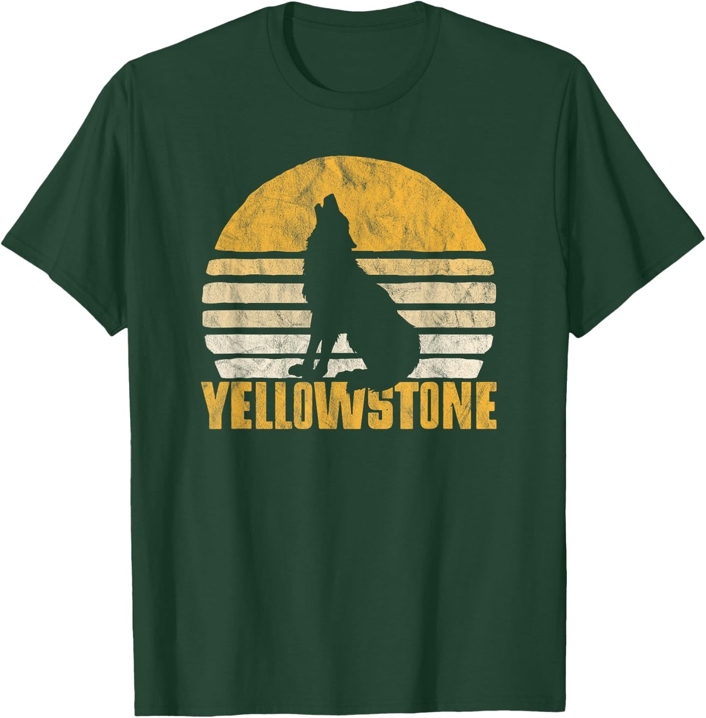 Vintage Yellowstone National Park Wolf Retro Graphic T-Shirt - T-Shirt | Forest