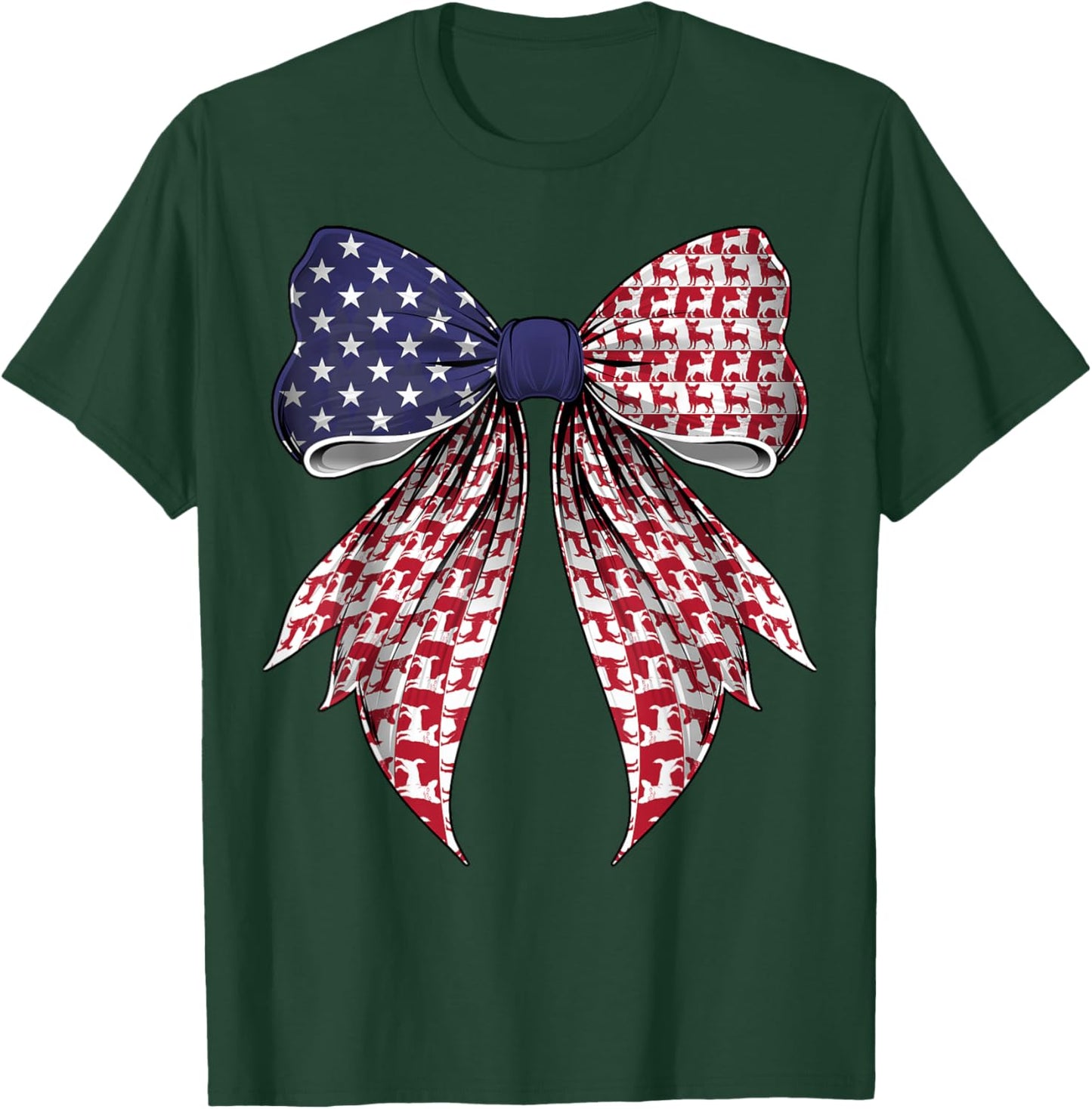 Chihuahua Dog 4th of July American Flag Patriotic Coquette T-Shirt - T-Shirt | Forest