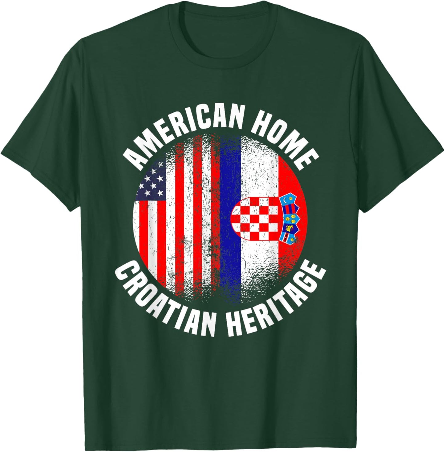 Croatia Outfit & Women US American Croatian Flag T-Shirt - T-Shirt | Forest