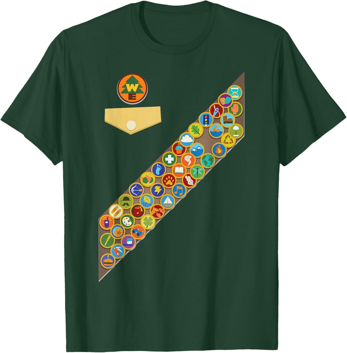 Disney Pixar Up Russell Badges Chest Patch Halloween Small T-Shirt - T-Shirt | Forest