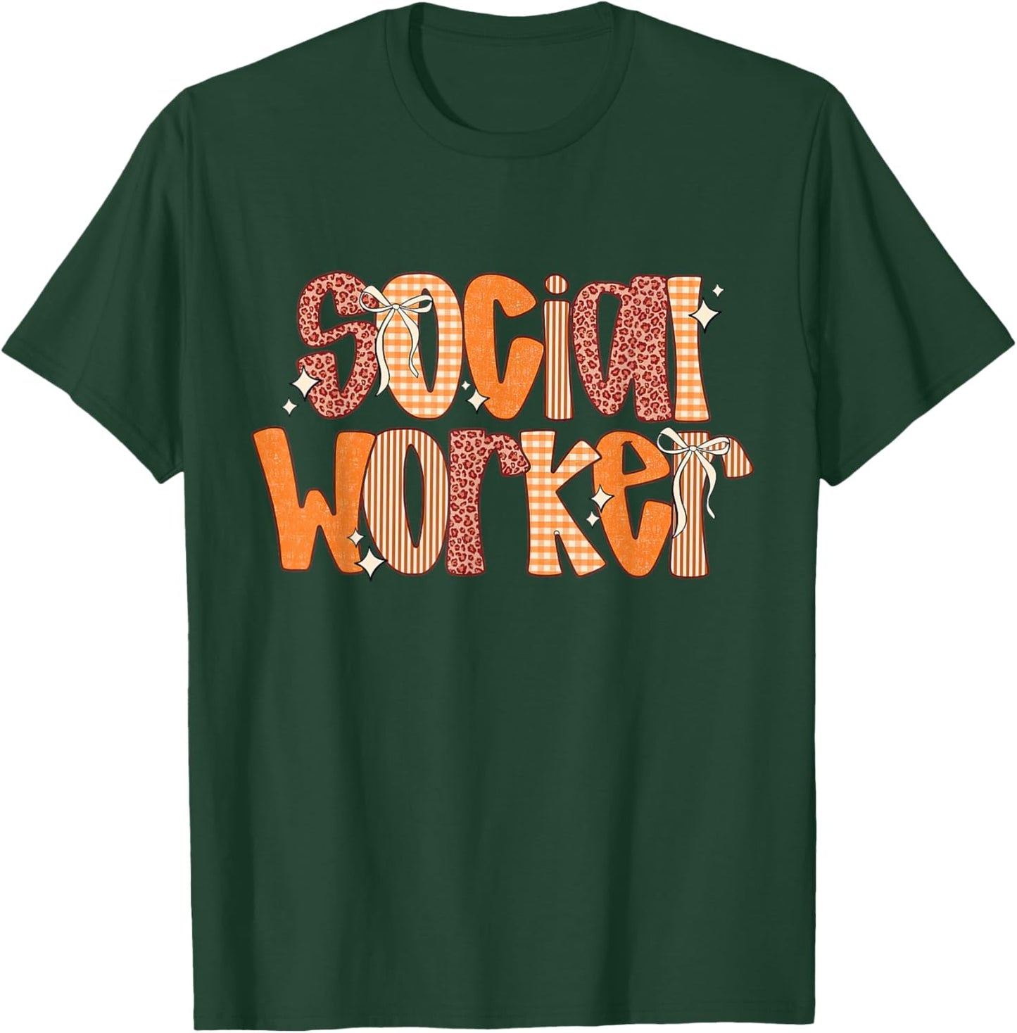 Fall Coquette Social Worker Advocate Support School Autumn T-Shirt - T-Shirt | Forest
