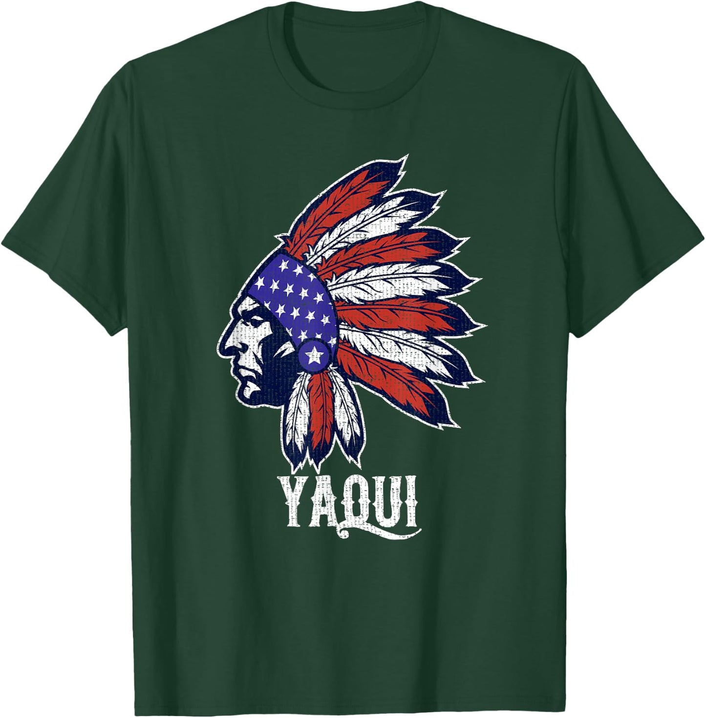 Yaqui Native American Flag Pride Headdress Men T-Shirt - T-Shirt | Forest
