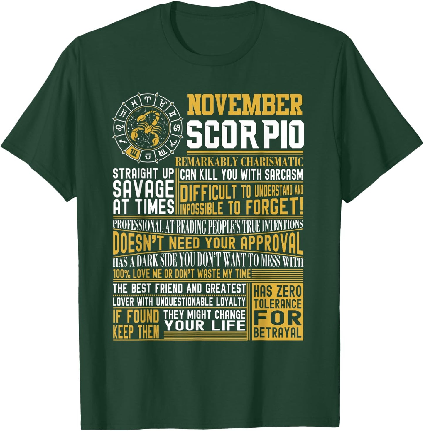Best Born in November Scorpio Facts Shirts for T-Shirt - T-Shirt | Forest
