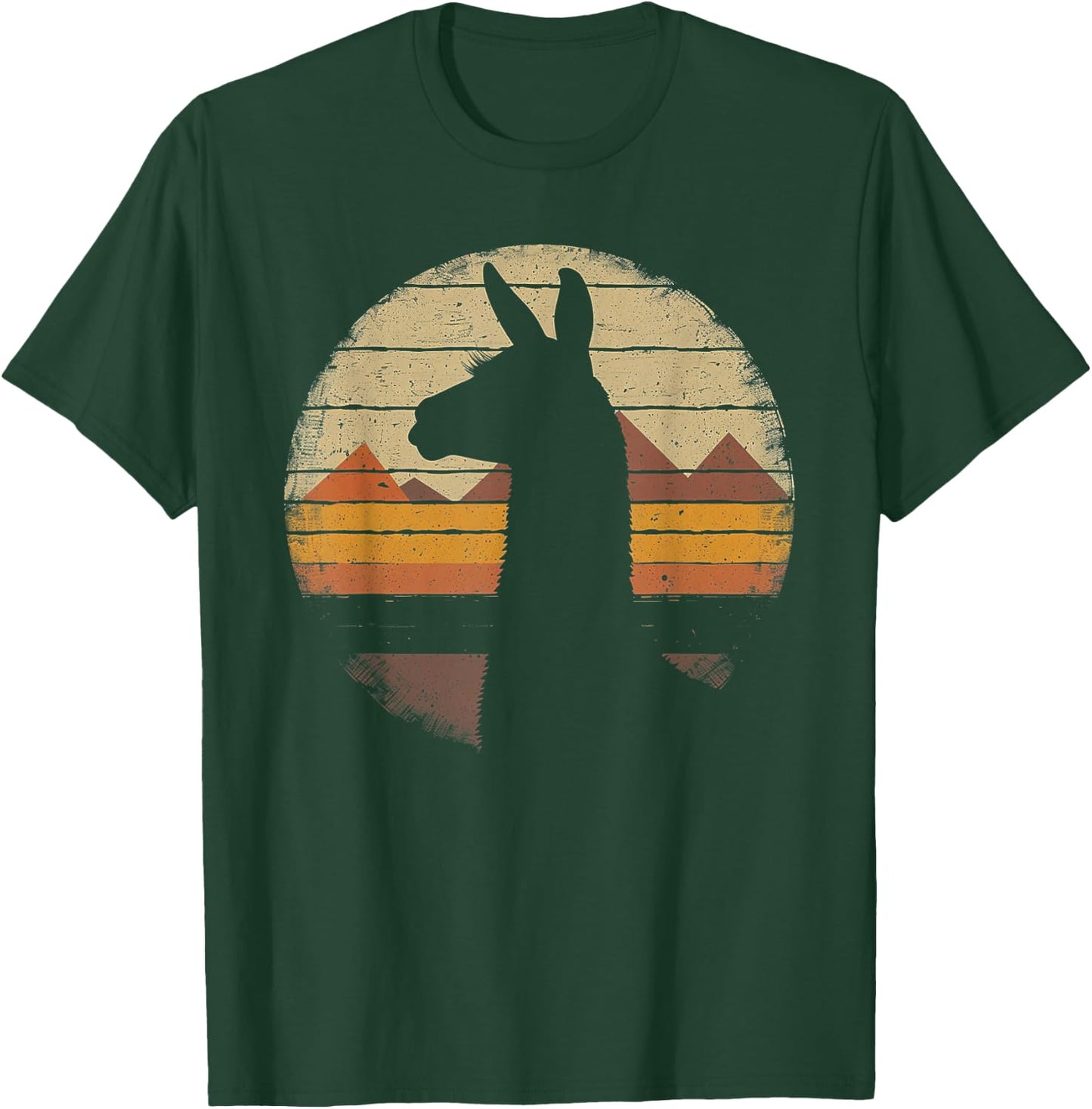 Llama Alpaca - Retro 70s 80s Graphic Vintage Men Women Kids T-Shirt - T-Shirt | Forest