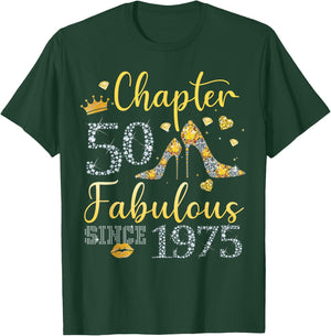 Women Chapter 50 Fabulous Since 1975 50 years old Birthday T-Shirt - T-Shirt | Forest