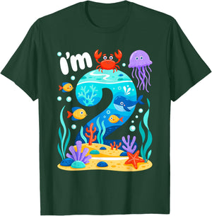 Ocean See Underwater 2 Year Old Under The Sea Birthday Party T-Shirt - T-Shirt | Forest