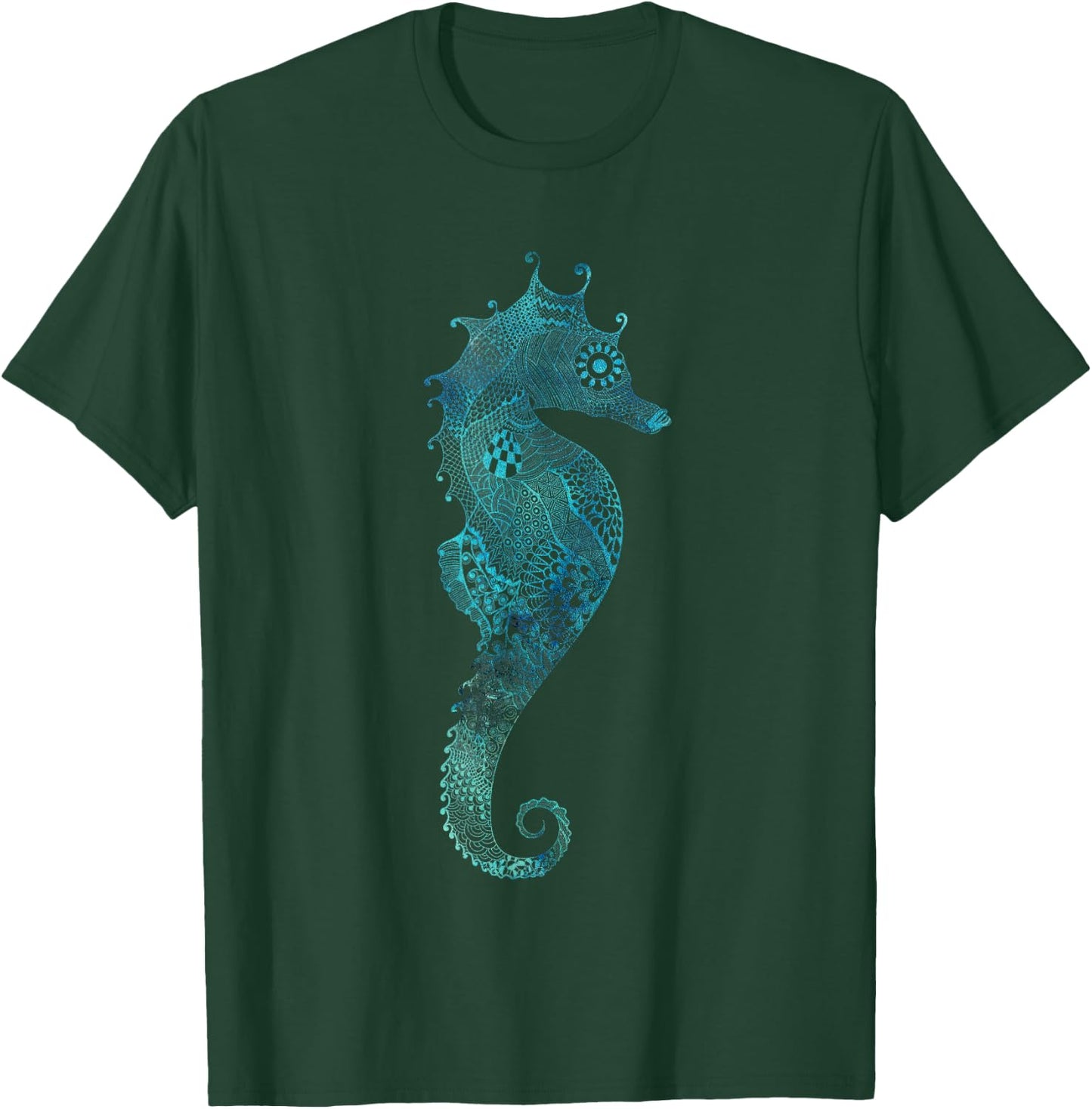 Turquoise Seahorse Ocean Design T-Shirt - T-Shirt | Forest