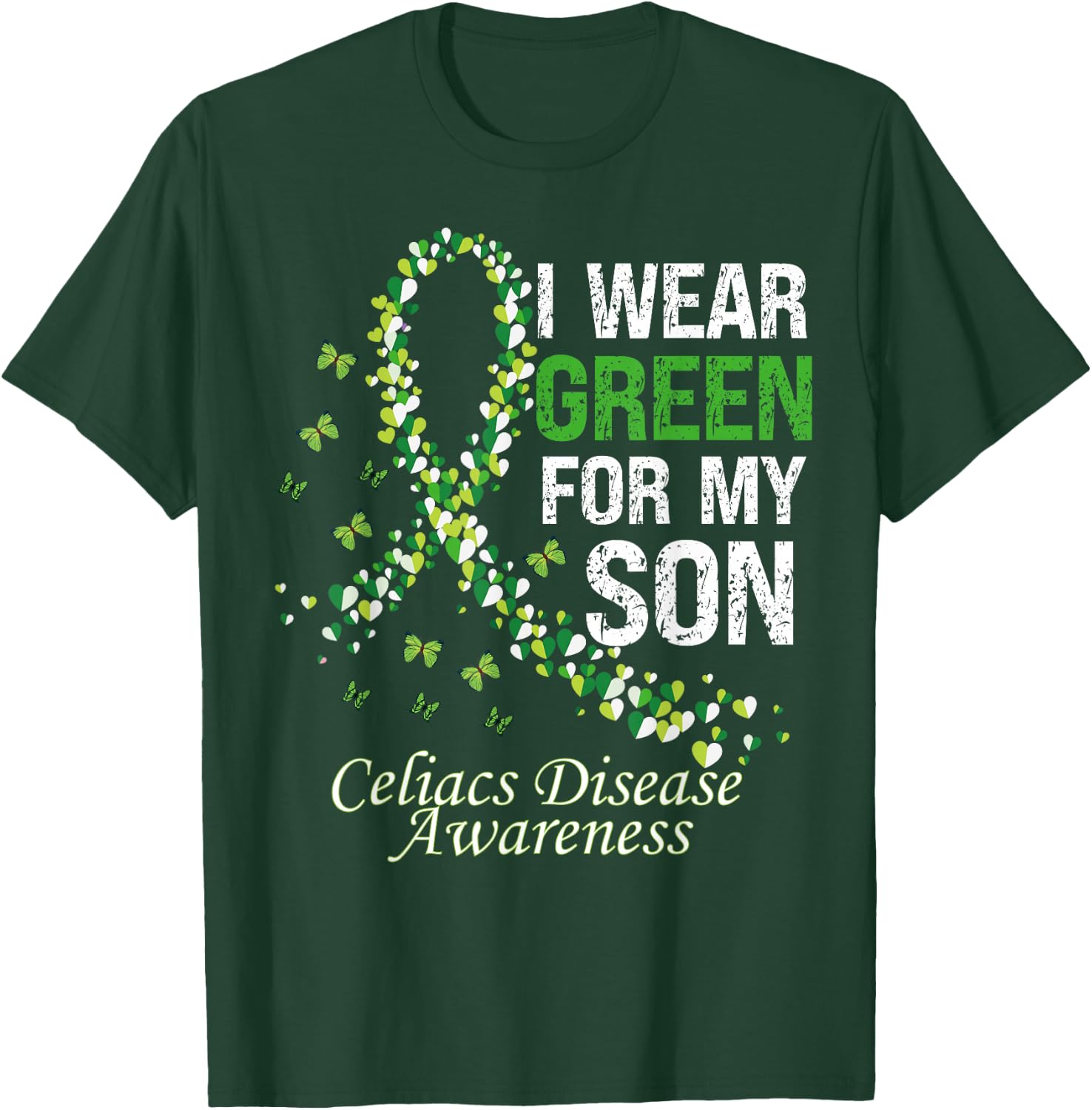 I Wear Green For My Son Warrior Celiac Disease Awareness T-Shirt - T-Shirt | Forest