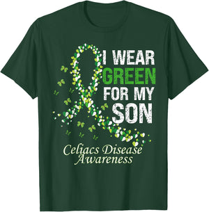 I Wear Green For My Son Warrior Celiac Disease Awareness T-Shirt - T-Shirt | Forest