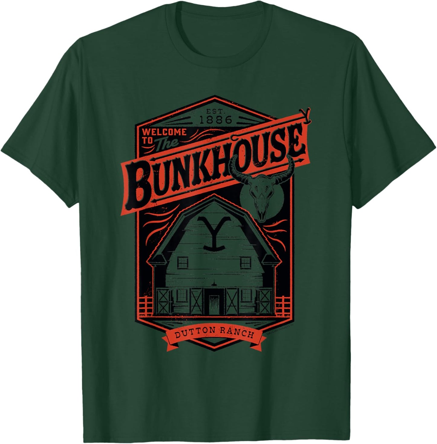 Official Yellowstone - The Bunkhouse Dutton Ranch T-Shirt - T-Shirt | Forest