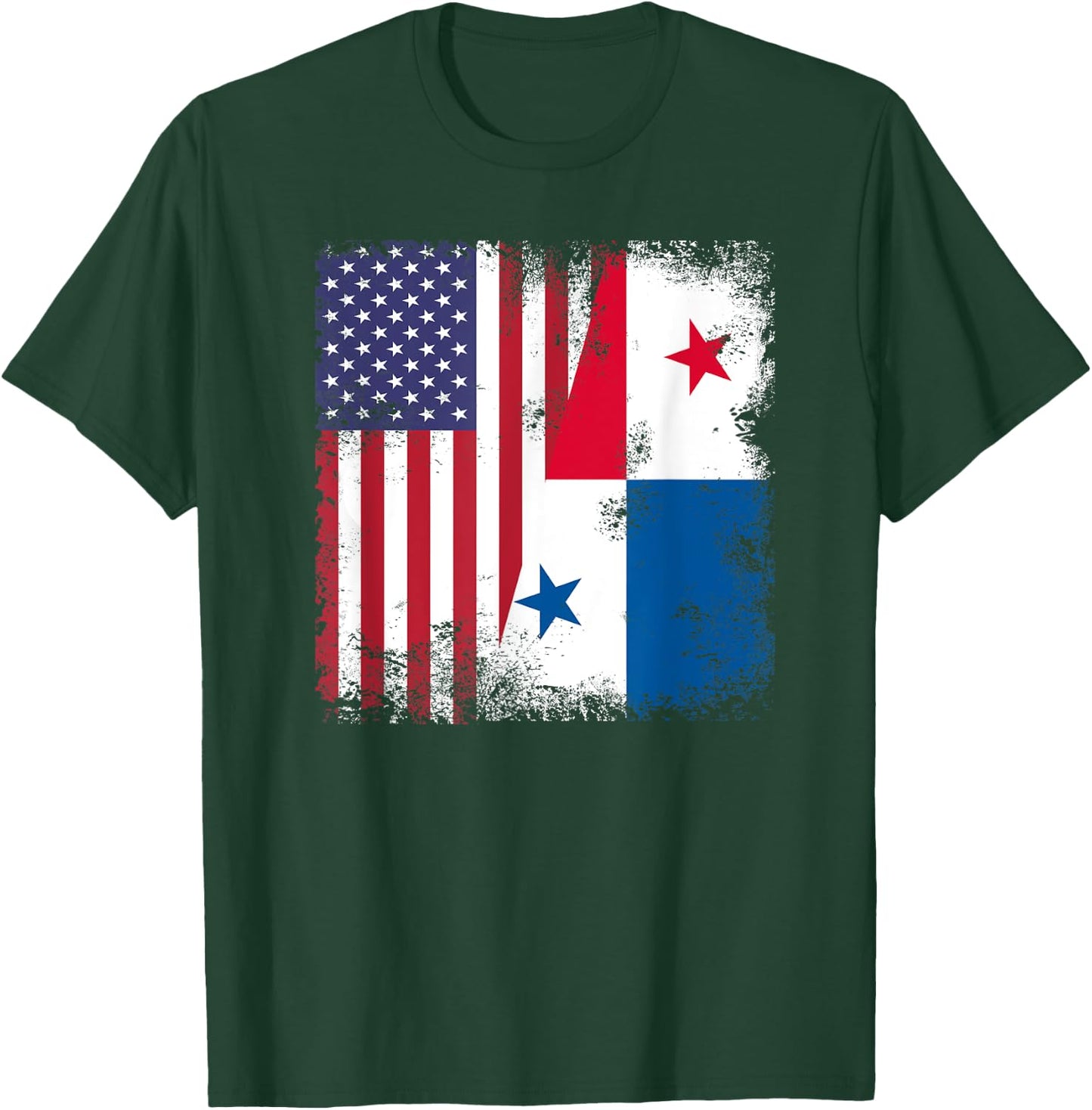 Half Panamanian Flag | Vintage Panama USA Gift T-Shirt - T-Shirt | Forest