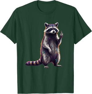 Funny Raccoon Middle Finger Kids Woodland Animal Humor T-Shirt - T-Shirt | Forest