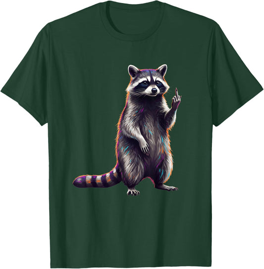 Funny Raccoon Middle Finger Kids Woodland Animal Humor T-Shirt - T-Shirt | Forest