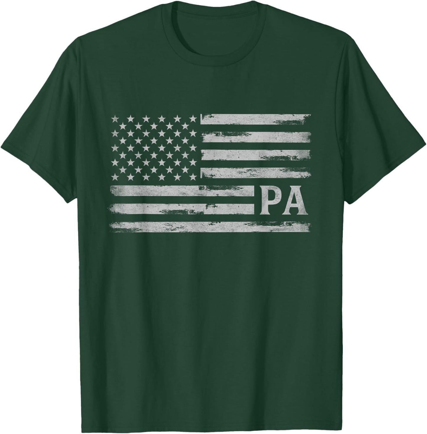 Pa Grey Vintage USA Flag Father's Day Dad T-Shirt - T-Shirt | Forest