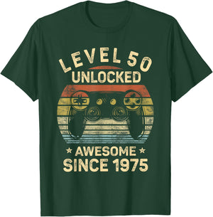 Level 50 Unlocked 50th Birthday 50 Year Old Gifts Gamer Bday T-Shirt - T-Shirt | Forest