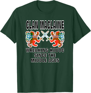 MacLaine Scottish Tartan Scotland Family Clan Name T-Shirt - T-Shirt | Forest