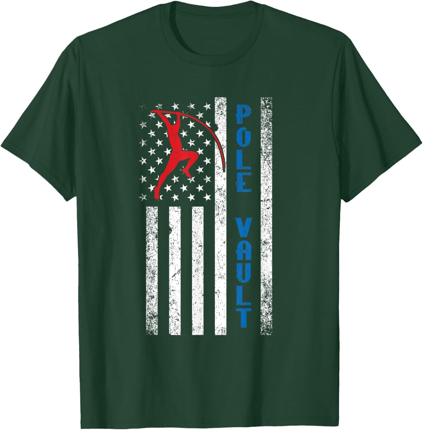 US Pole Vaulter American Pole Vault Flag United States T-Shirt - T-Shirt | Forest
