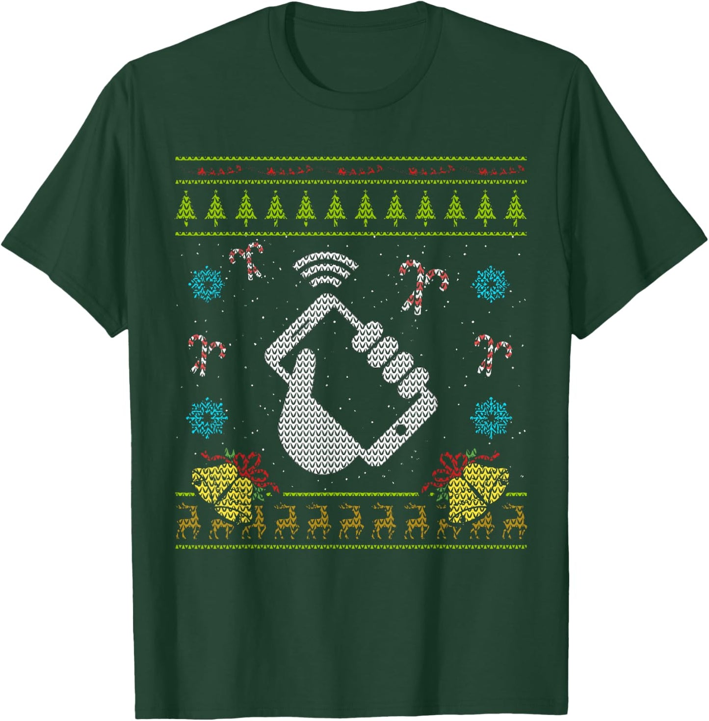Phone Christmas Ugly Funny Cell Phone Mobile Phone Shirt T-Shirt - T-Shirt | Forest