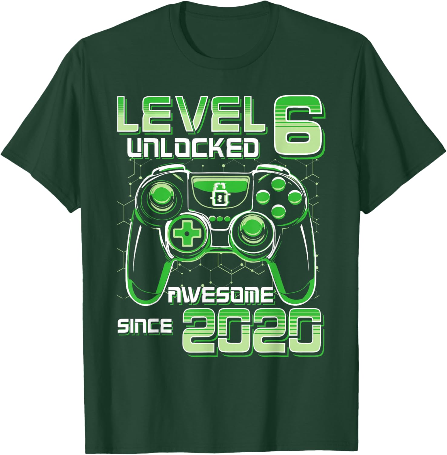 Level 6 Unlocked Awesome Since 2020 6th Birthday Gamer Boys T-Shirt - T-Shirt | Forest