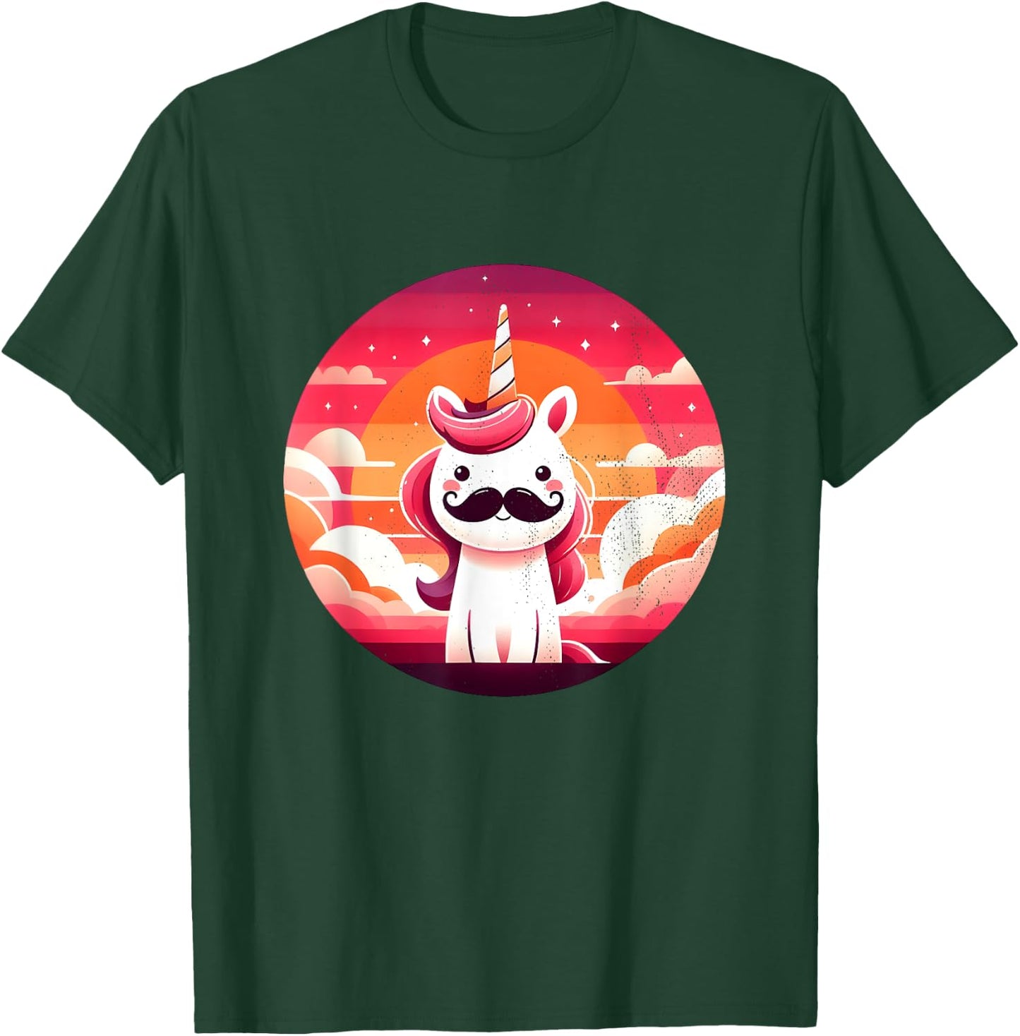 Cute Unicorn with Mustache T-Shirt - T-Shirt | Forest