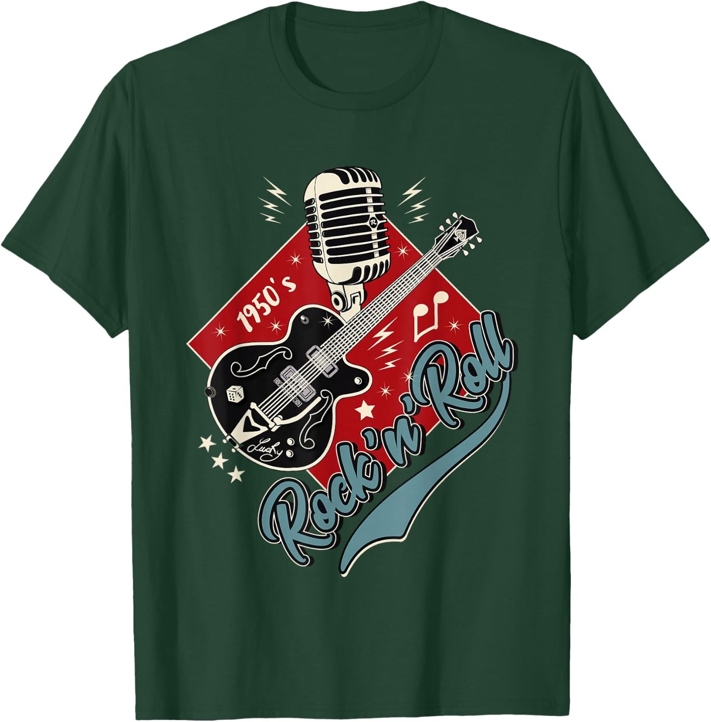 50s Rockabilly Clothing 1950s Sock Hop Swing Greaser Rocker T-Shirt - T-Shirt | Forest