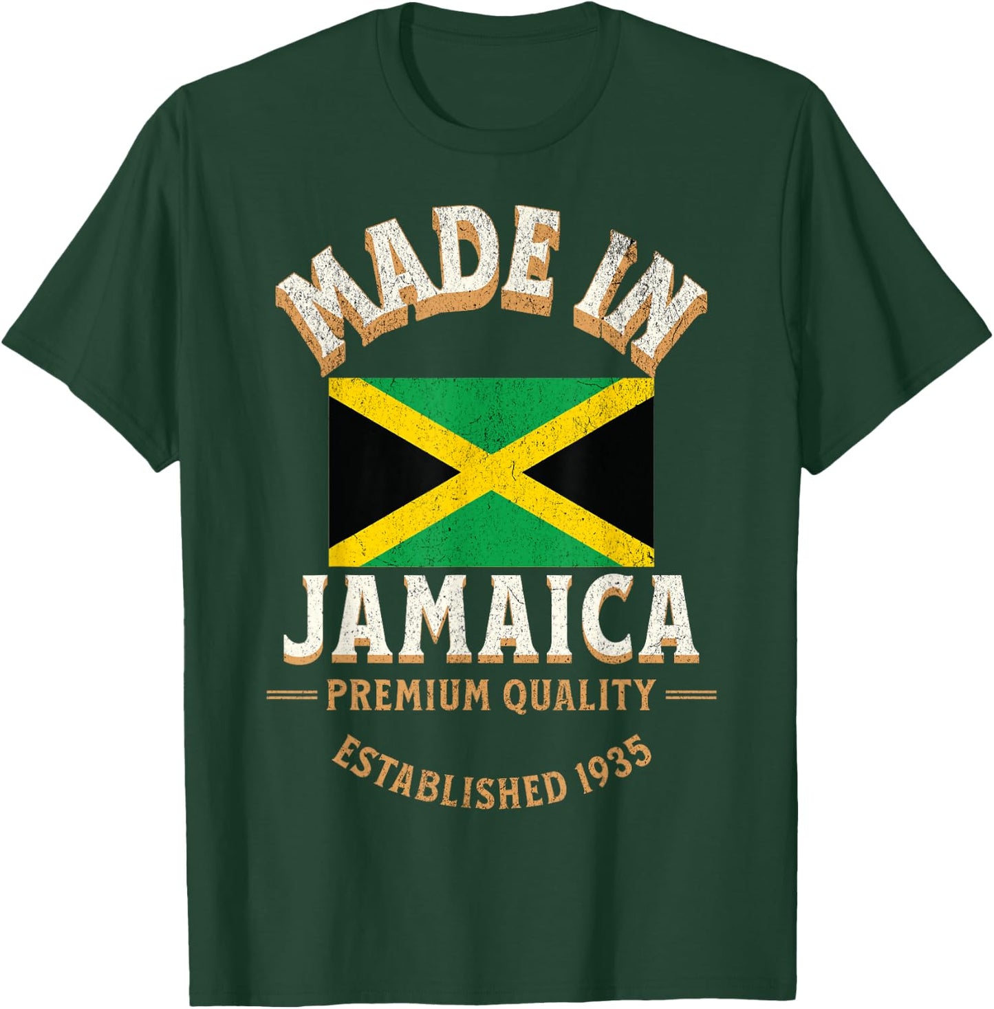 Made In Jamaica 1935 Premium Quality Jamaican Flag T-Shirt - T-Shirt | Forest