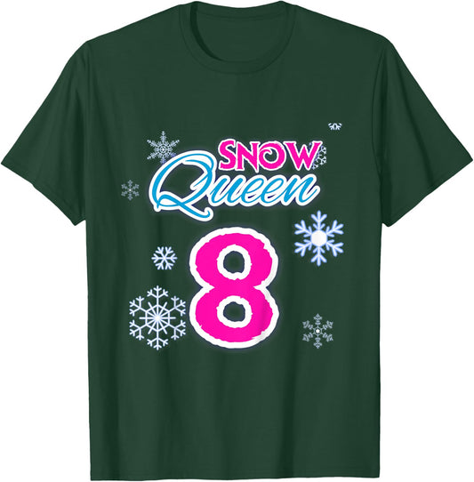 Kids 8 Year Old Birthday Frozen Ice Snow Queen Birthday Gift T-Shirt - T-Shirt | Forest