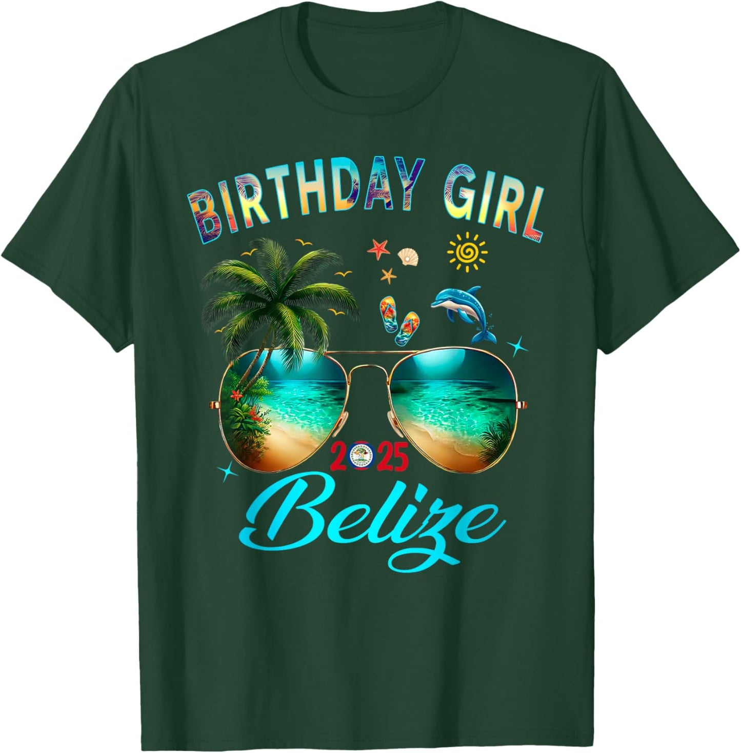 Belize Birthday Besties Trip 2025 Vacay T-Shirt - T-Shirt | Forest