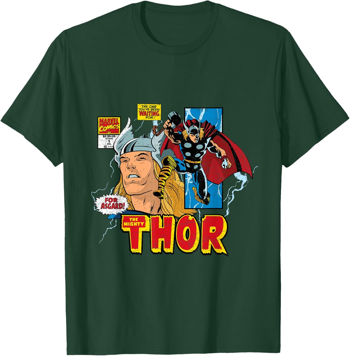 Marvel Comics Mighty Thor Retro Distressed Comic T-Shirt - T-Shirt | Forest