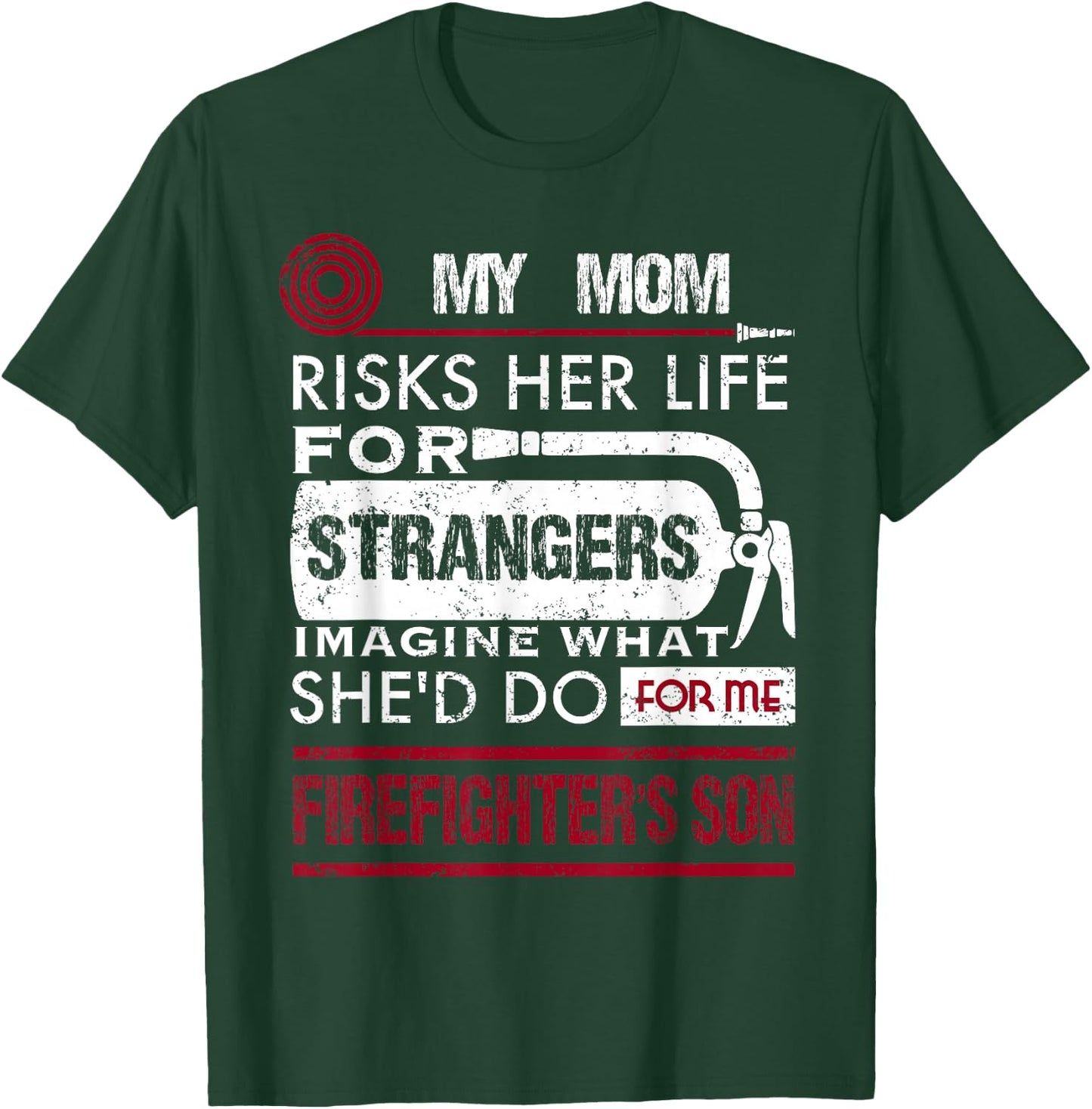 My Mom Is A Firefighter Risks Her Life Firefighter Kids T-Shirt - T-Shirt | Forest