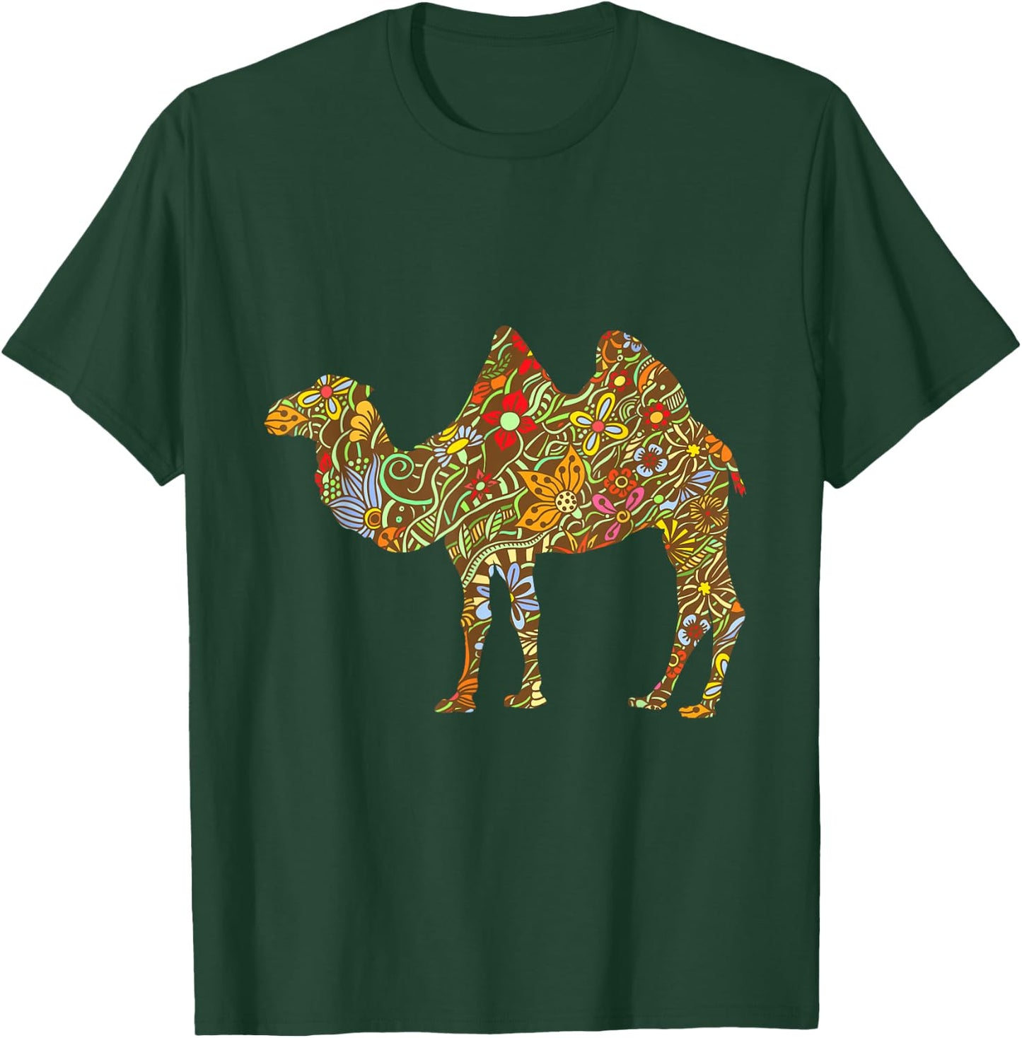 Colourful Floral Camel Funny Retro Gift T-Shirt - T-Shirt | Forest