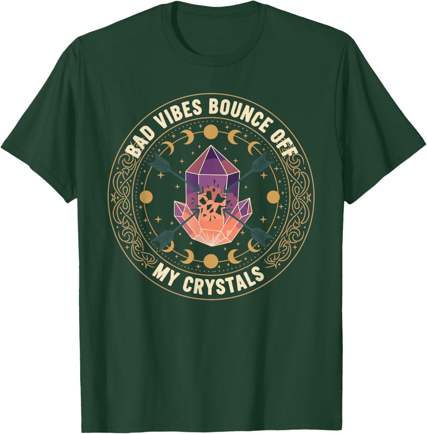 Crystal Lover Spiritual Protection Celestial Energy Design T-Shirt - T-Shirt | Forest