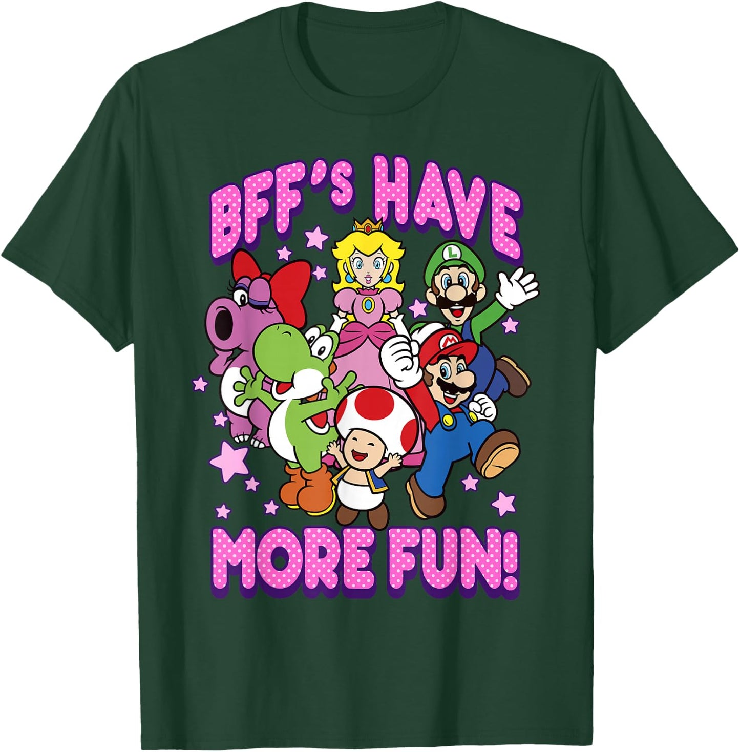 Super Mario BFF's Have More Fun Colorful Group Shot T-Shirt - T-Shirt | Forest