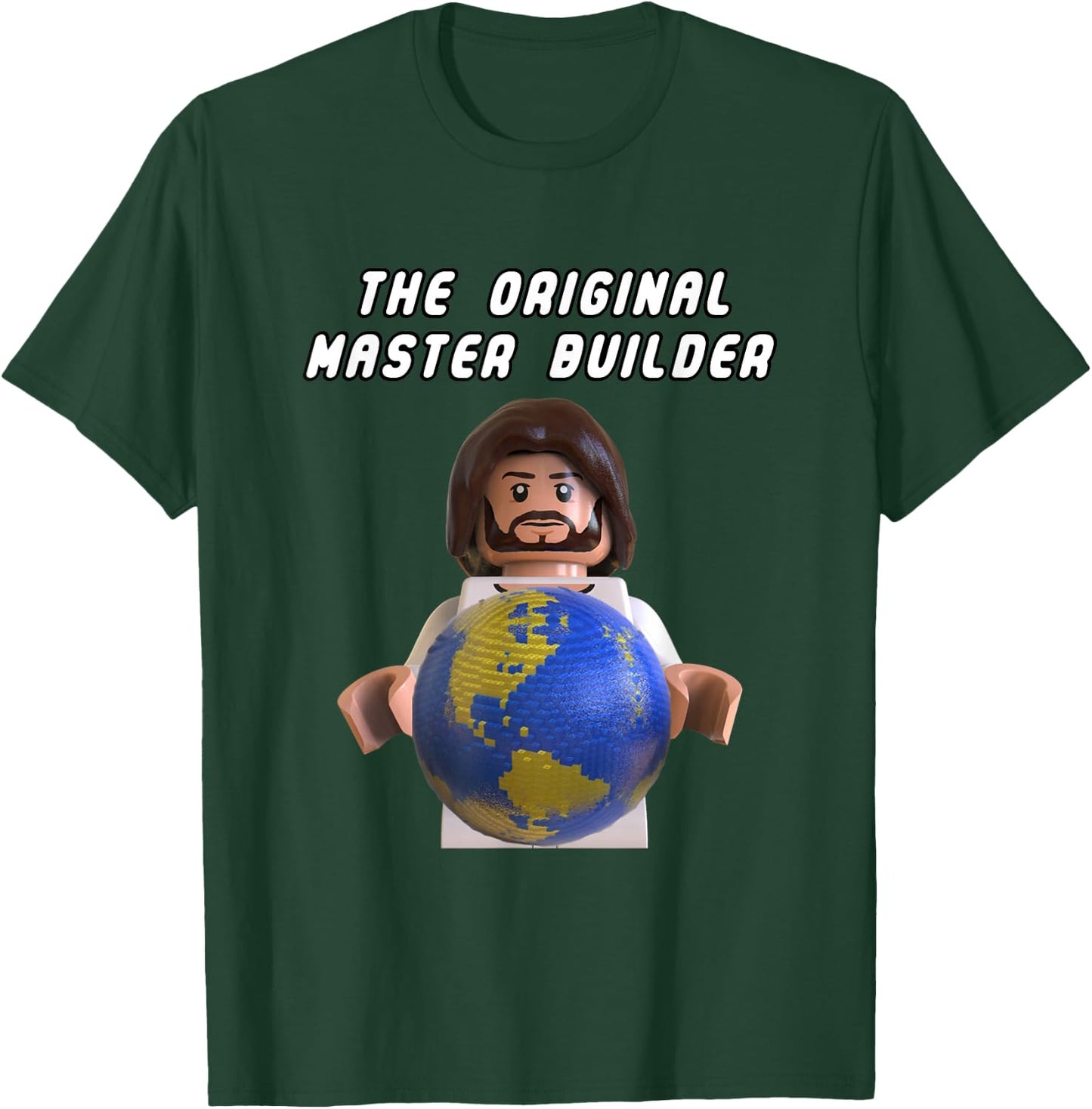Original Master Builder Brick Earth God Minifigure T-Shirt - T-Shirt | Forest