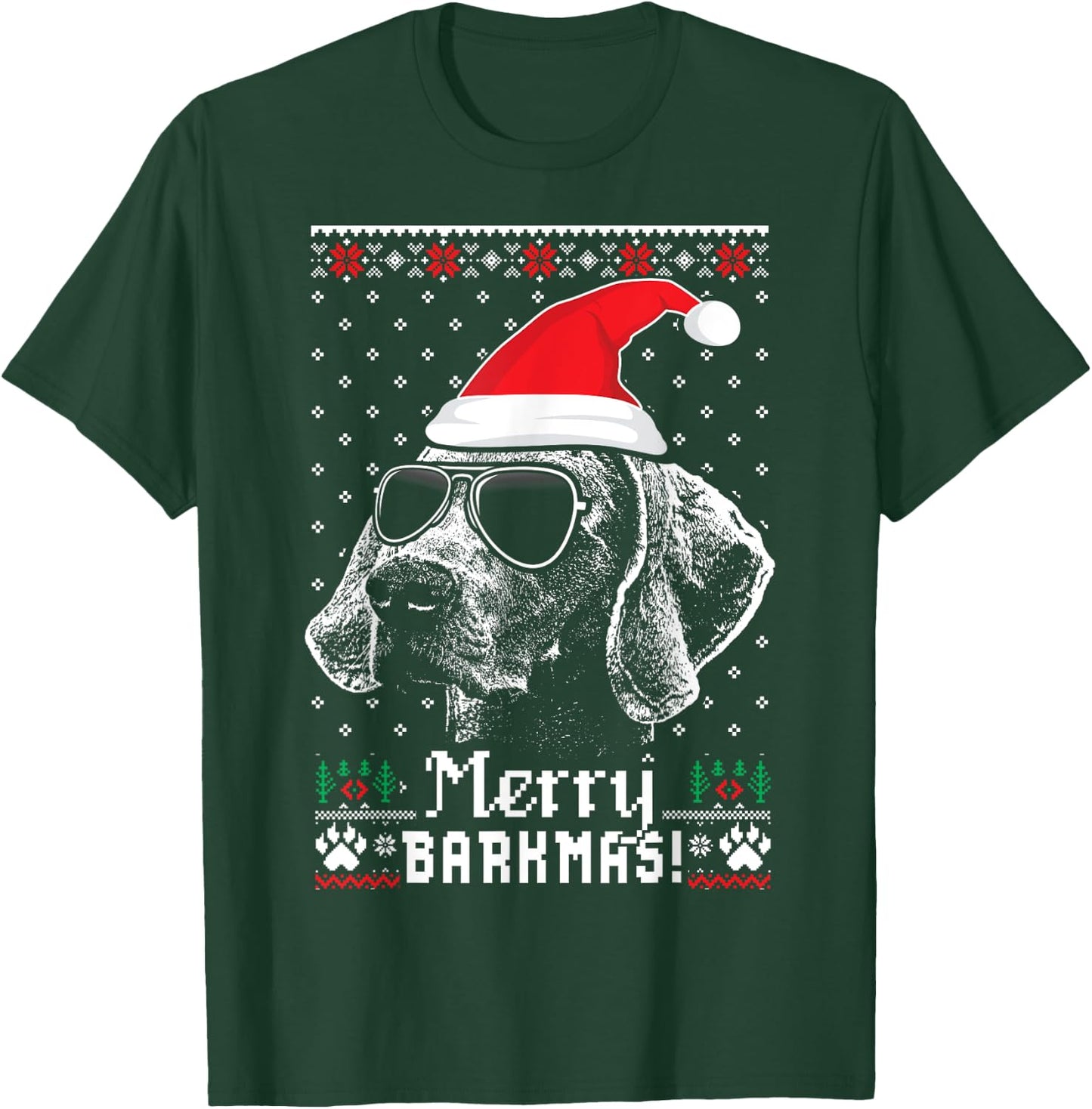 Weimaraner Merry Barkmas Christmas T-Shirt - T-Shirt | Forest