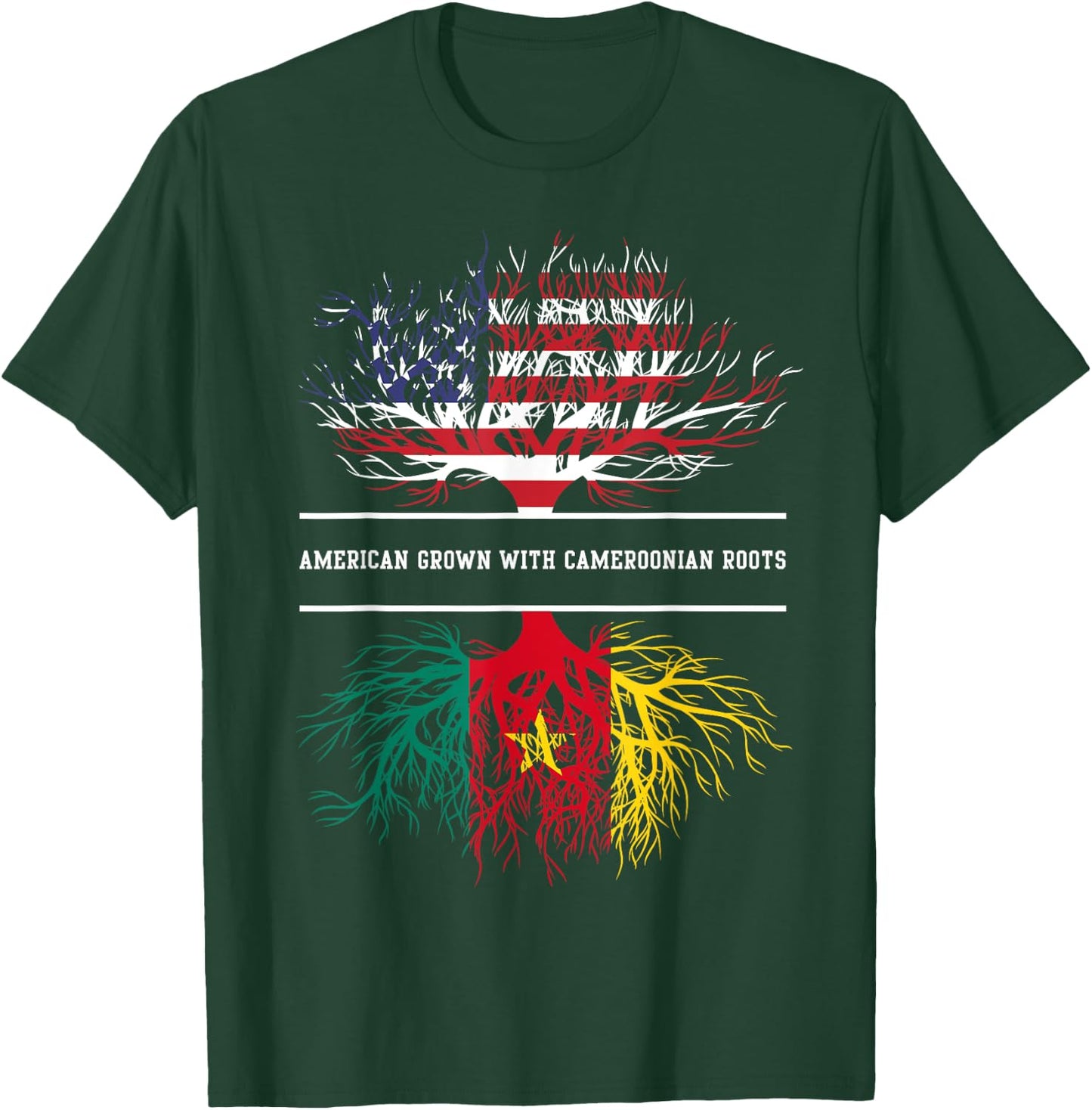 American Grown With Cameroonian Roots - Flag of Cameroon T-Shirt - T-Shirt | Forest