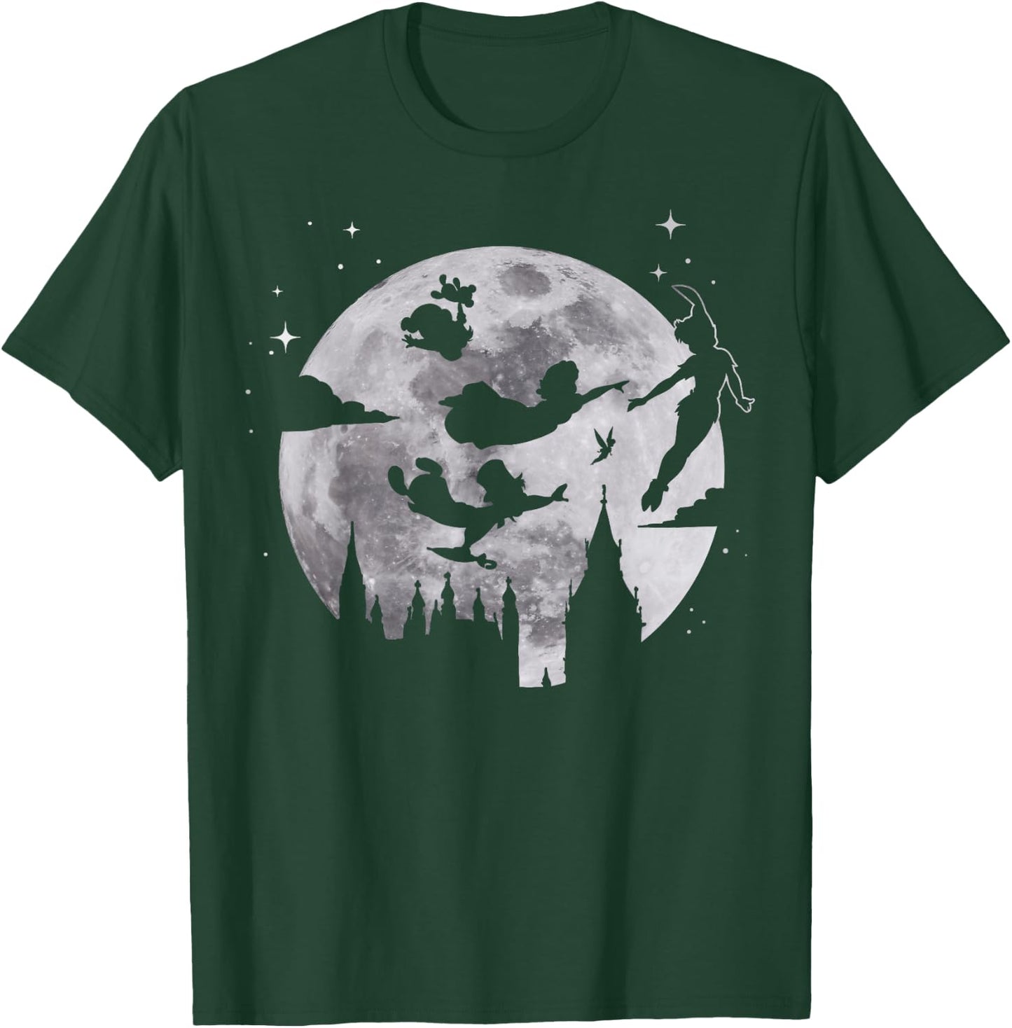 Disney Peter Pan Flying By The Moon Silhouette T-Shirt - T-Shirt | Forest
