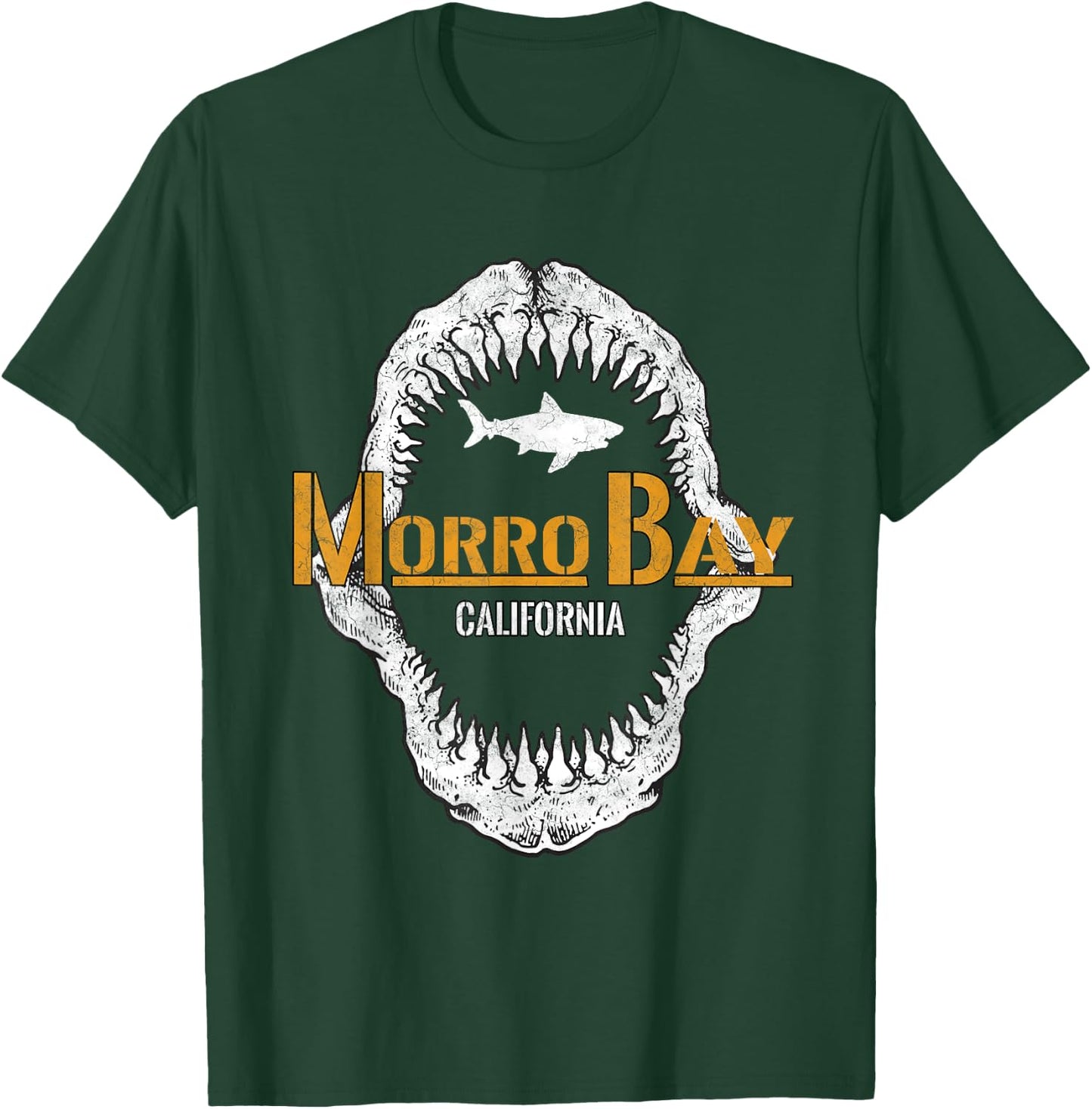 Retro Morro Bay California Shark Distress Morro Bay CA T-Shirt - T-Shirt | Forest