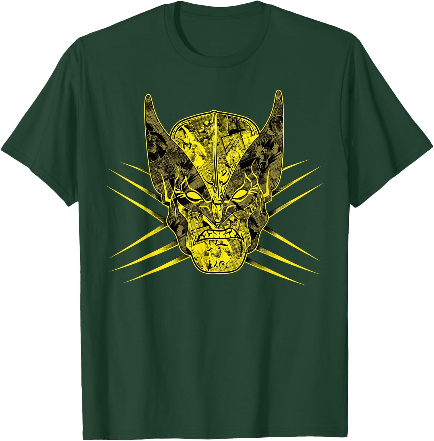 Marvel X-Men Wolverine Yellow Retro Comic Face Logo T-Shirt - T-Shirt | Forest