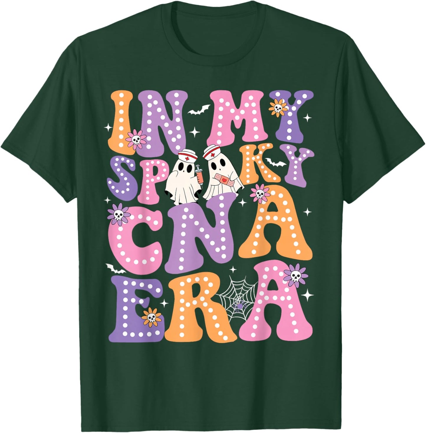 Groovy In My Spooky CNA Era Ghost Nurse Halloween Nursing T-Shirt - T-Shirt | Forest