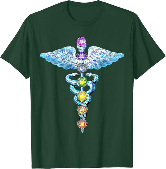 Kundalini Snake Chakras Healing Energy Rising, Meditation T-Shirt - T-Shirt | Forest