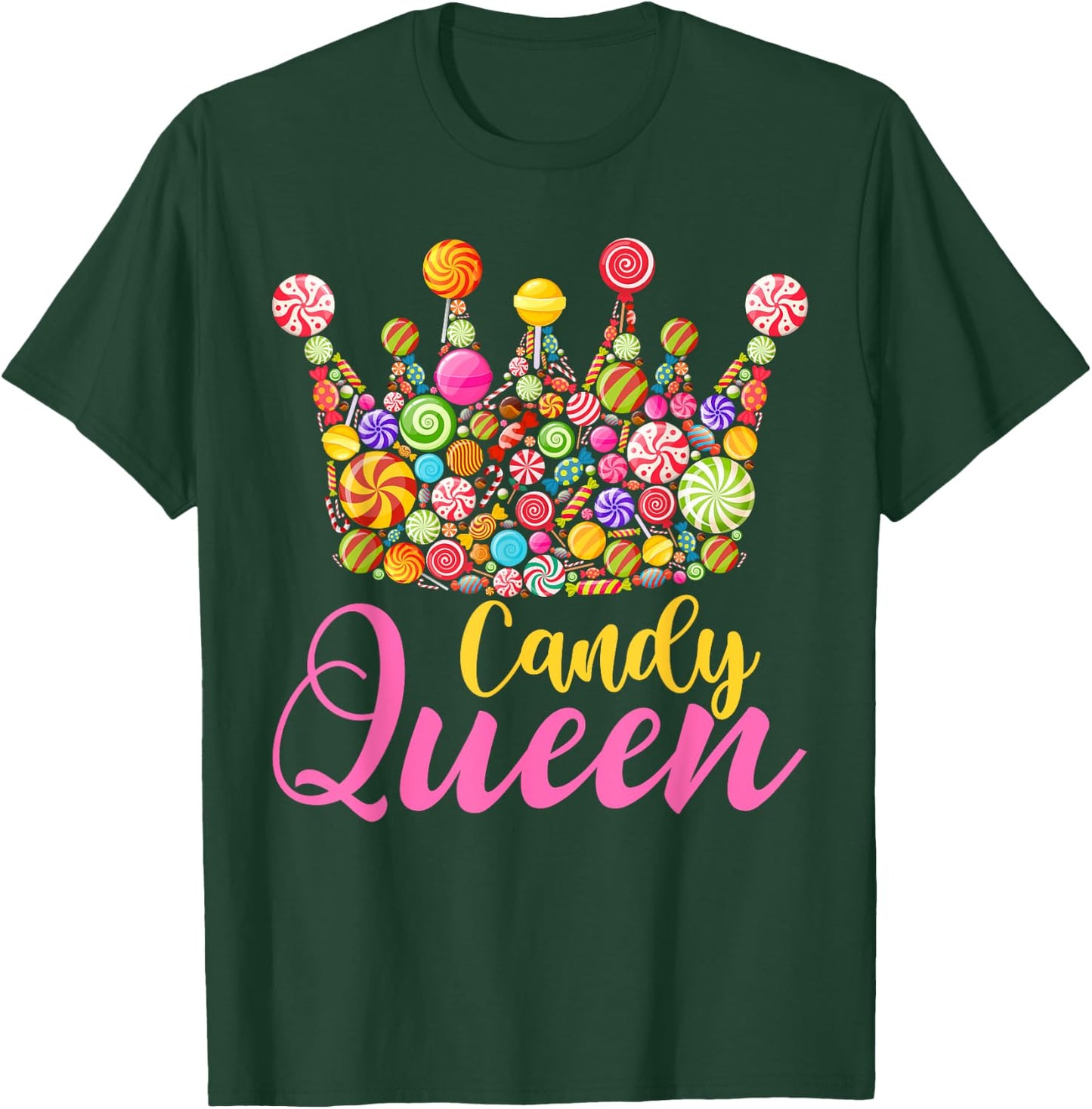 Cute Candy Queen Crown Lollipop Candy Sweet Lover Girl Kids T-Shirt - T-Shirt | Forest