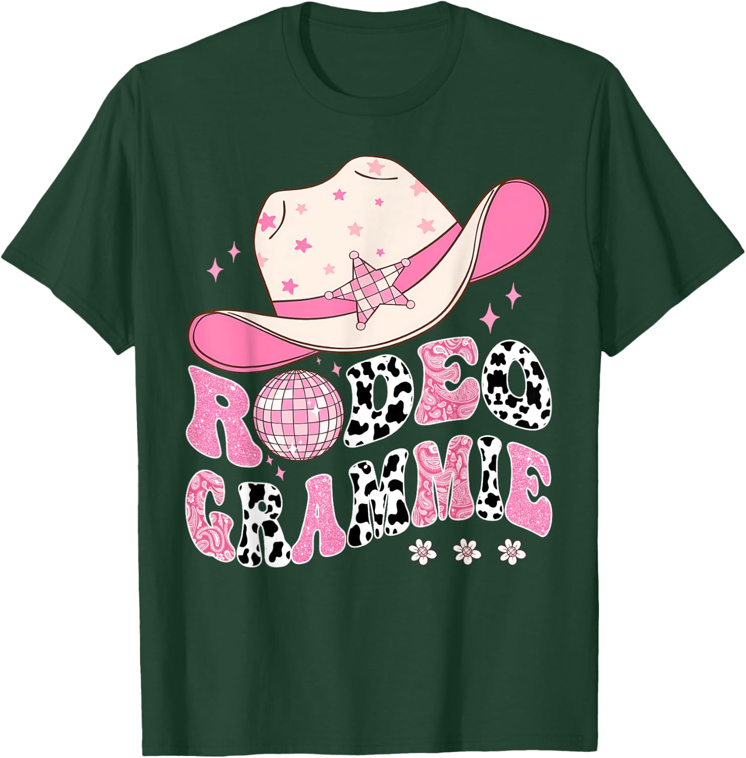 Rodeo Grammie Pink CowGirl 1St Birthday Disco Groovy T-Shirt - T-Shirt | Forest