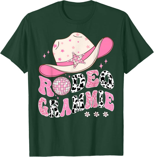 Rodeo Grammie Pink CowGirl 1St Birthday Disco Groovy T-Shirt - T-Shirt | Forest