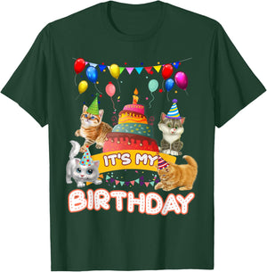 It's My Birthday Cat and Kitten Party Day Girl's and Boy's Small T-Shirt - T-Shirt | Forest
