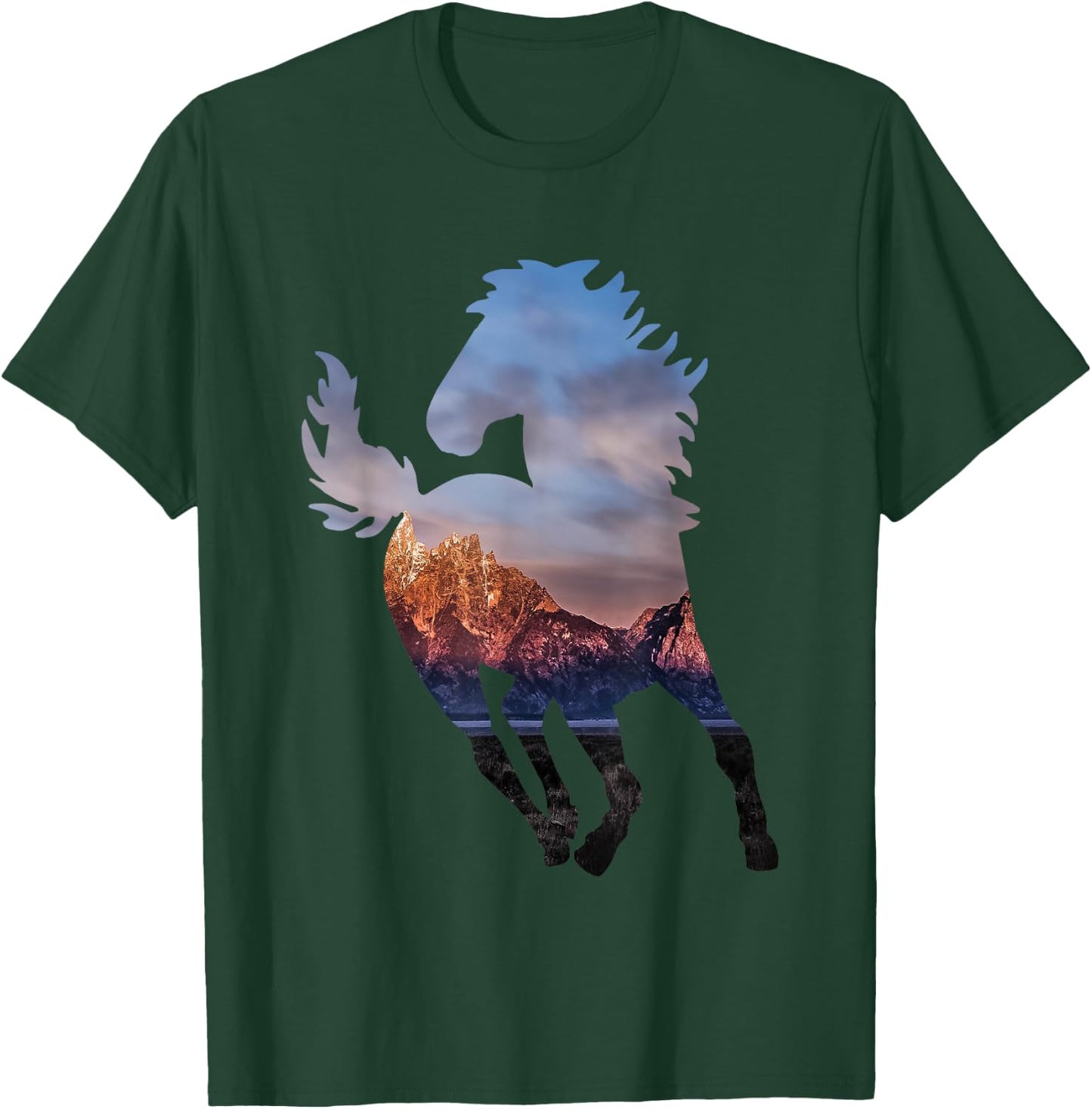 Wild Mustang Horse Shirt Western Horse Gift Horse Lovers T-Shirt - T-Shirt | Forest