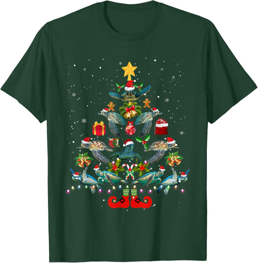 Turtle Christmas Tree Sea Turtle Lover X-mas Gift T-Shirt - T-Shirt | Forest